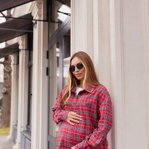 Сорочка в клітинку для вагітних Siena - Червоний