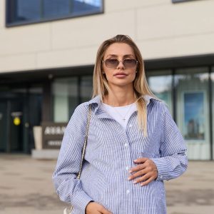 Сорочка для вагітних та годуючих Cannes - Сірий з білим