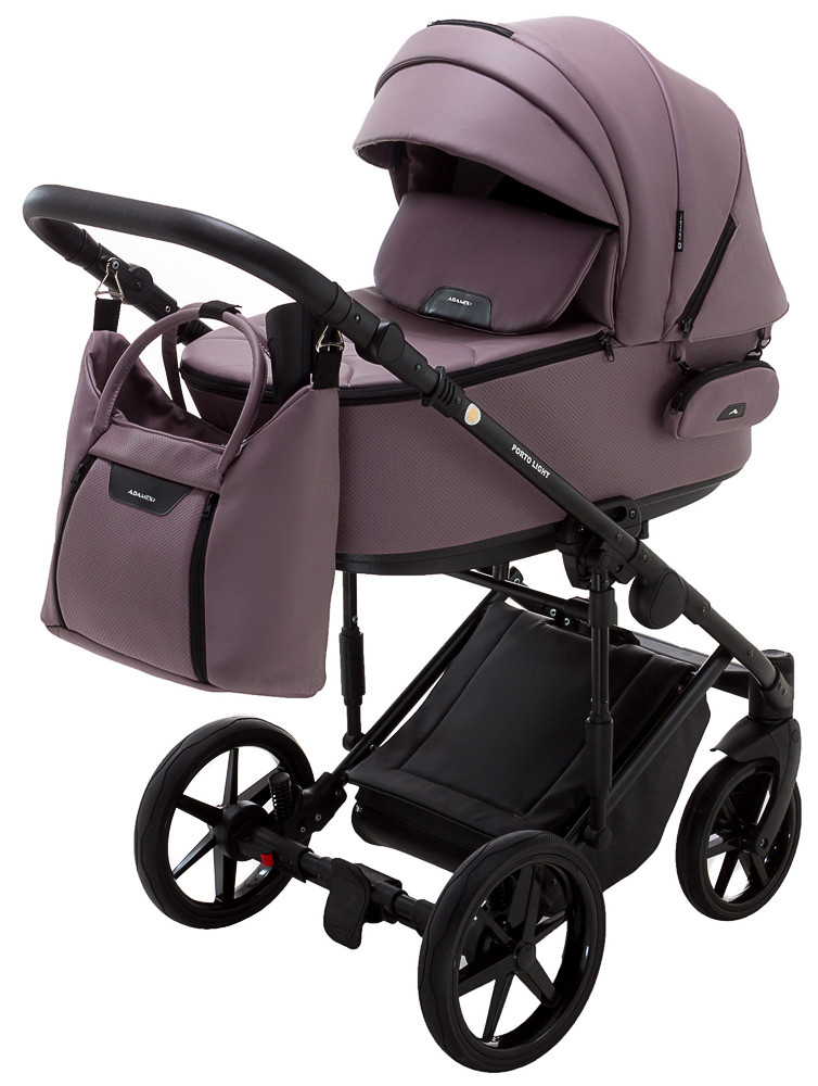 Коляска 2 в 1 Adamex Porto Light ECO шкіра 100% SA-24 бузковий - Зображення 2