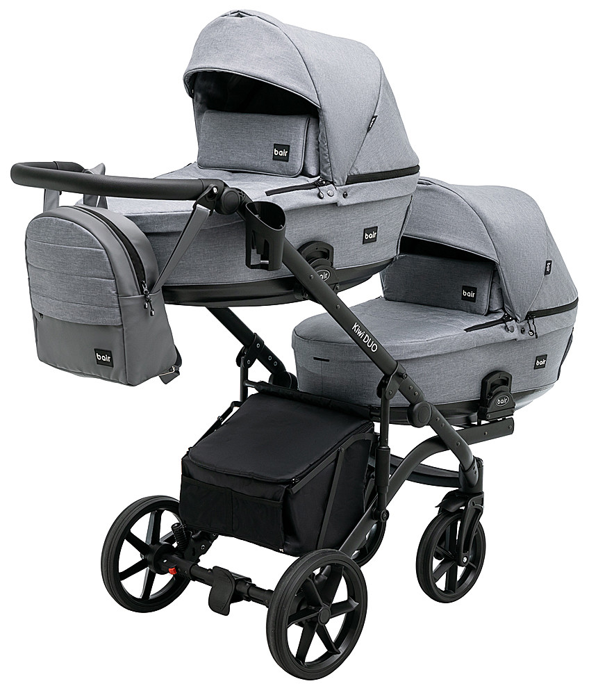 Коляска 2 в 1 для двійні Bair Kiwi DUO Soft BKP-218 сірий - Зображення 2